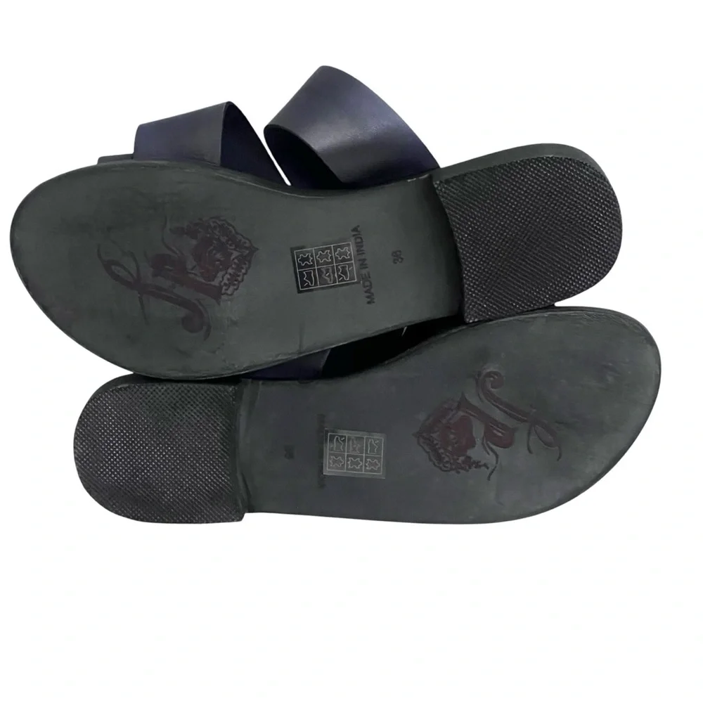 Free People Sandals Leather Loop‎ Toe Black Wash Slide Abilene EU 36